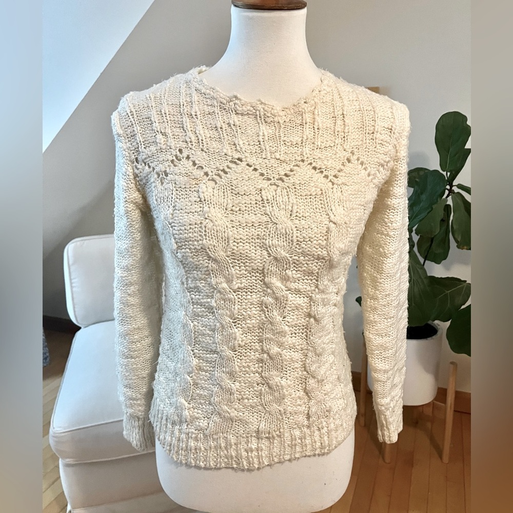 Handknit cream vintage sweater
